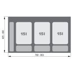 Корзины для мусора PRACTIKO 900 3x15л.