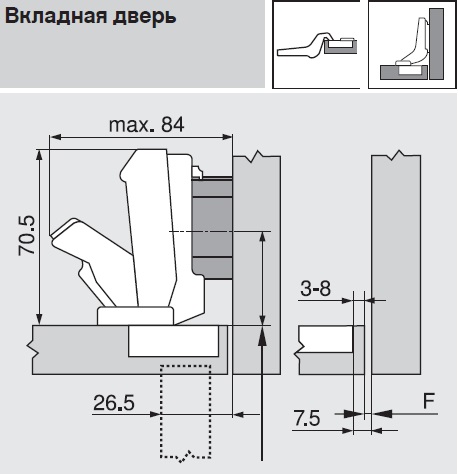 Петля вкладная чертеж