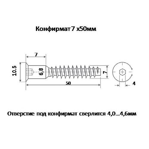 Конфирмат 7х70 чертеж