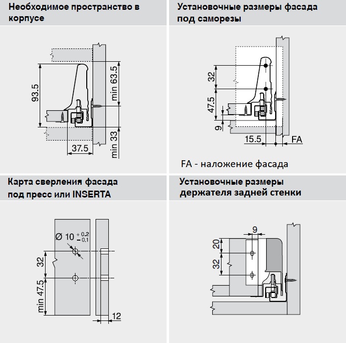 Ящики ТАНДЕМБОКС M (TANDEMBOX) (450 мм) PM45 | Мебельная фурнитура BLUM